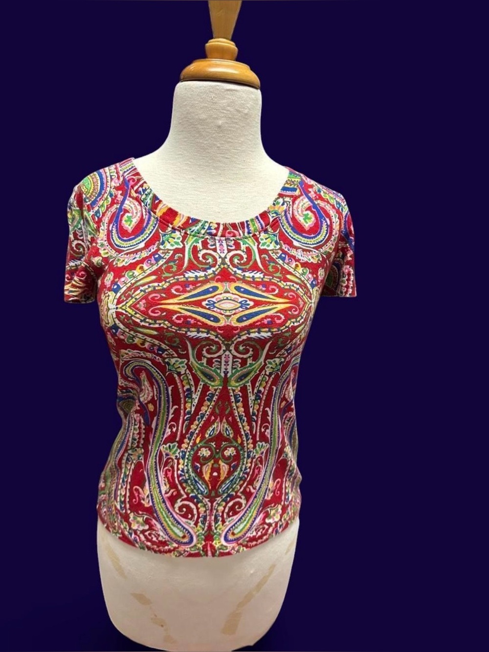 Ralph Lauren Women’s Red Paisley Short-Sleeve Top